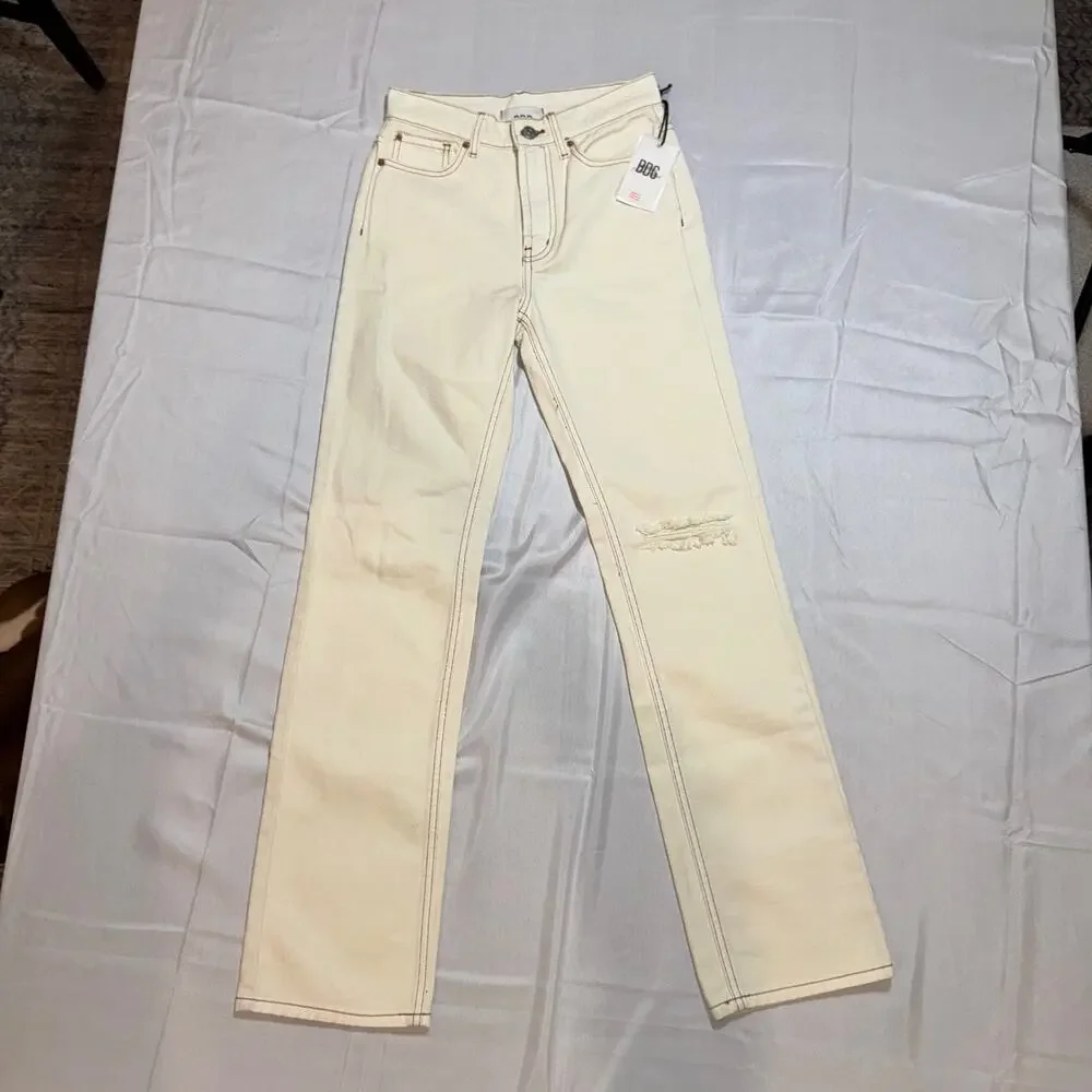 BDG Urban Outfitters Loose Straight Jeans NWT Size 24 Destroyed Ivory High Rise - Picture 16 of 16